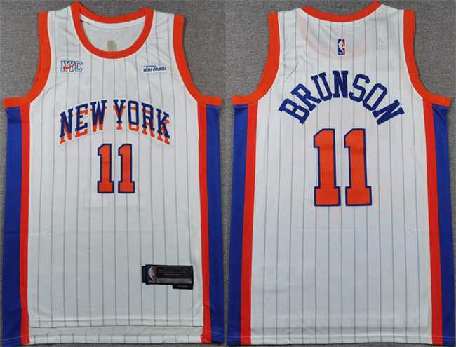 Men%27s New Yok Knicks #11 Jalen Brunson White 2024-25 City Edition Stitched Basketball Jersey->nba youth jerseys->NBA Jersey